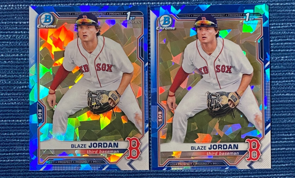 Pair BLAZE JORDAN 2021 1st Bowman Chrome Sapphire #BCP-71 Boston Red Sox
